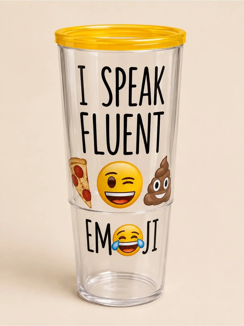 I Speak Fluent Emoji Yellow Lid Tumbler
